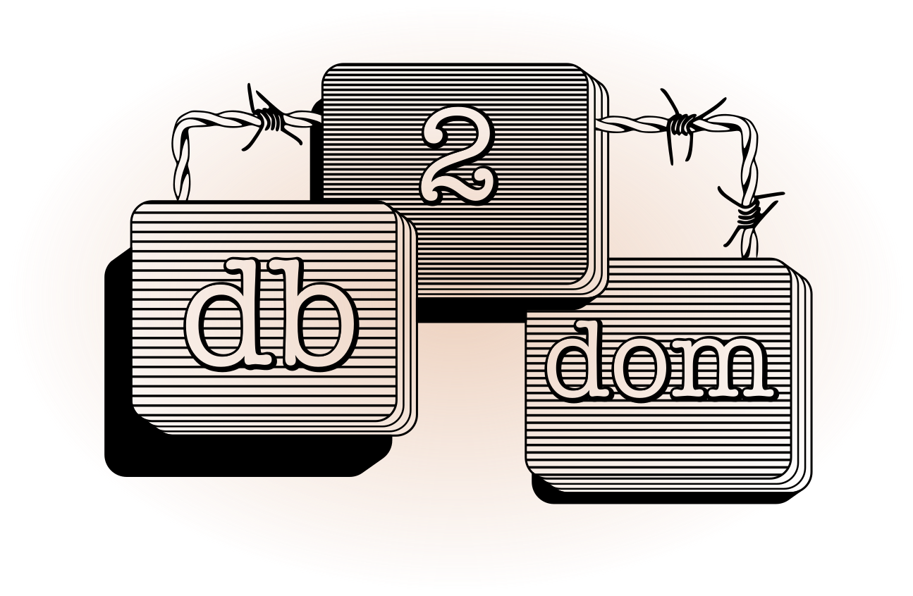 db2dom db diagram logo with barbwire connecting