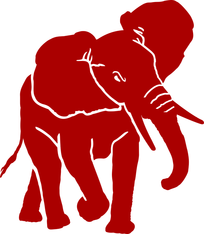 Red angry elephant